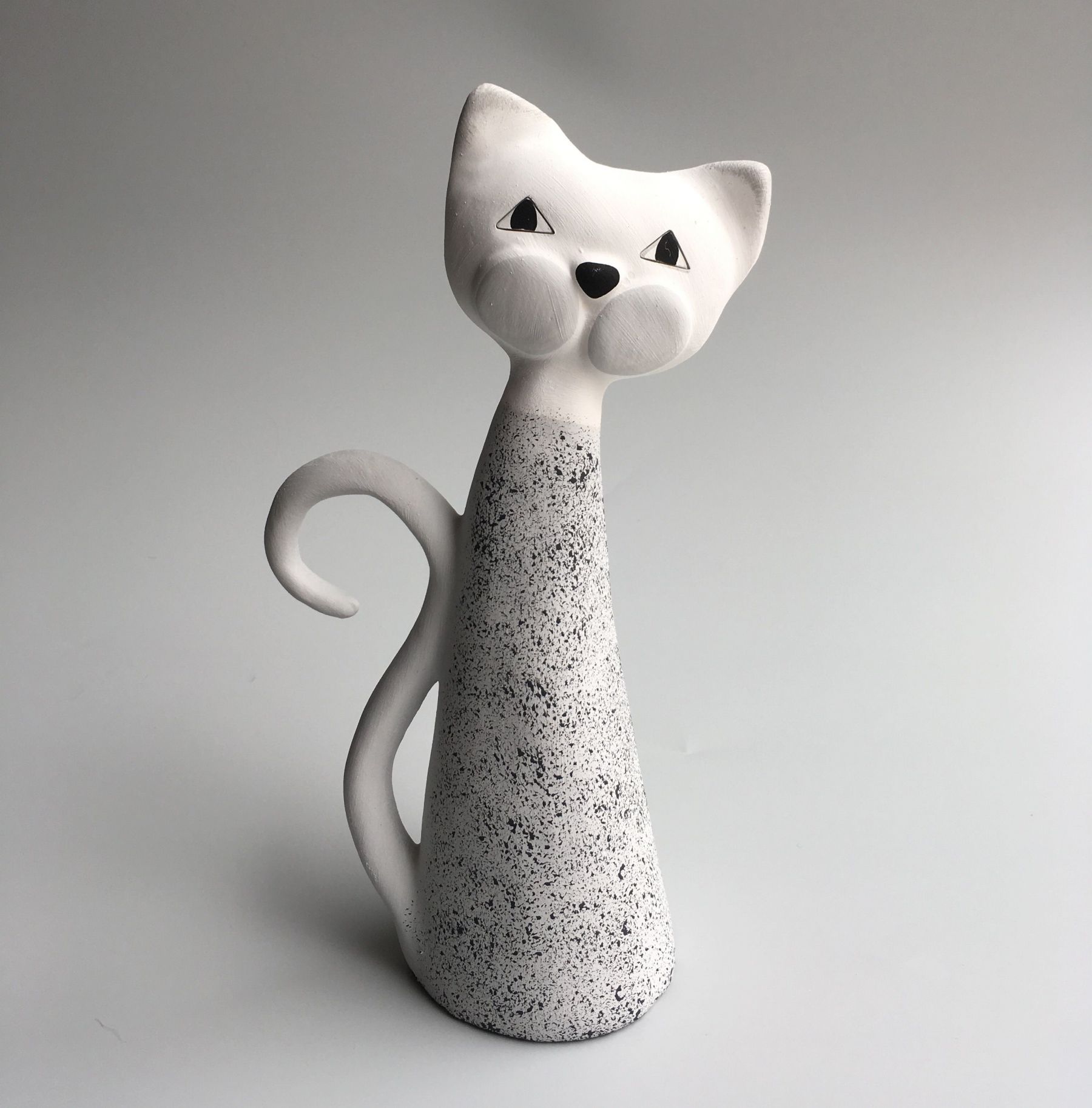 Kočka střední - šedá mramorová Keramika Andreas - Keramika Andreas