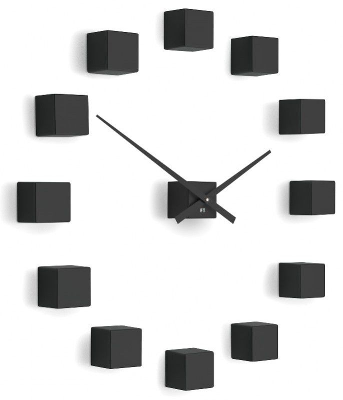 Designové nástěnné nalepovací hodiny Future Time FT3000BK Cubic black - FORLIVING