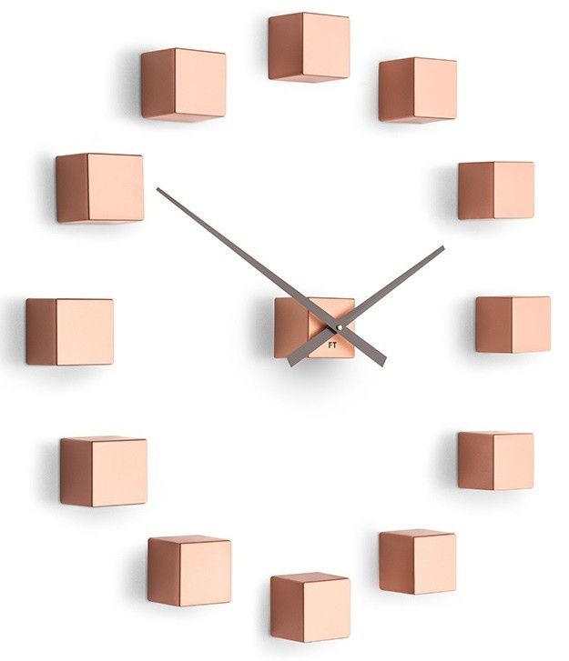 Designové nástěnné nalepovací hodiny Future Time FT3000CO Cubic copper - FORLIVING