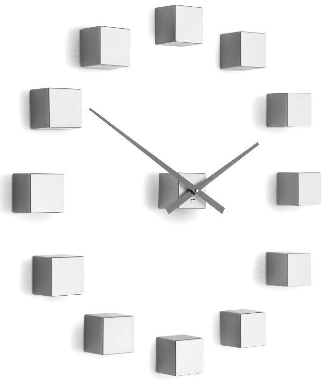 Designové nástěnné nalepovací hodiny Future Time FT3000SI Cubic silver - alza.cz
