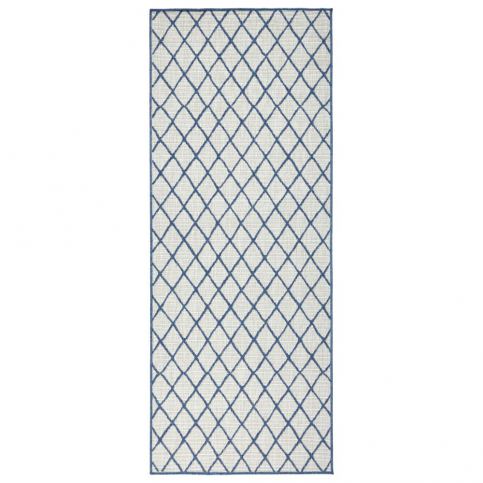 Modro-krémový venkovní koberec NORTHRUGS Malaga, 80 x 250 cm Bonami.cz