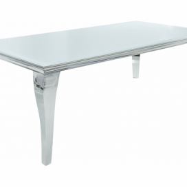 LuxD Jídelní stůl Rococo 180 cm bílá / stříbrná