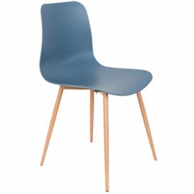 White Label Modrá plastová jídelní židle WLL LEON