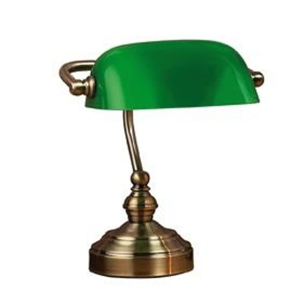 Stolní lampa v zelené a mosazné barvě Markslöjd Bankers, výška 25 cm - Bonami.cz