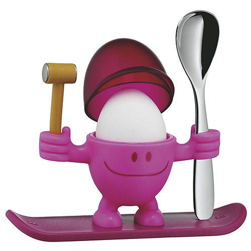 Červeno-růžový stojánek na vajíčko s lžičkou WMF Cromargan® Mc Egg - Chefshop.cz