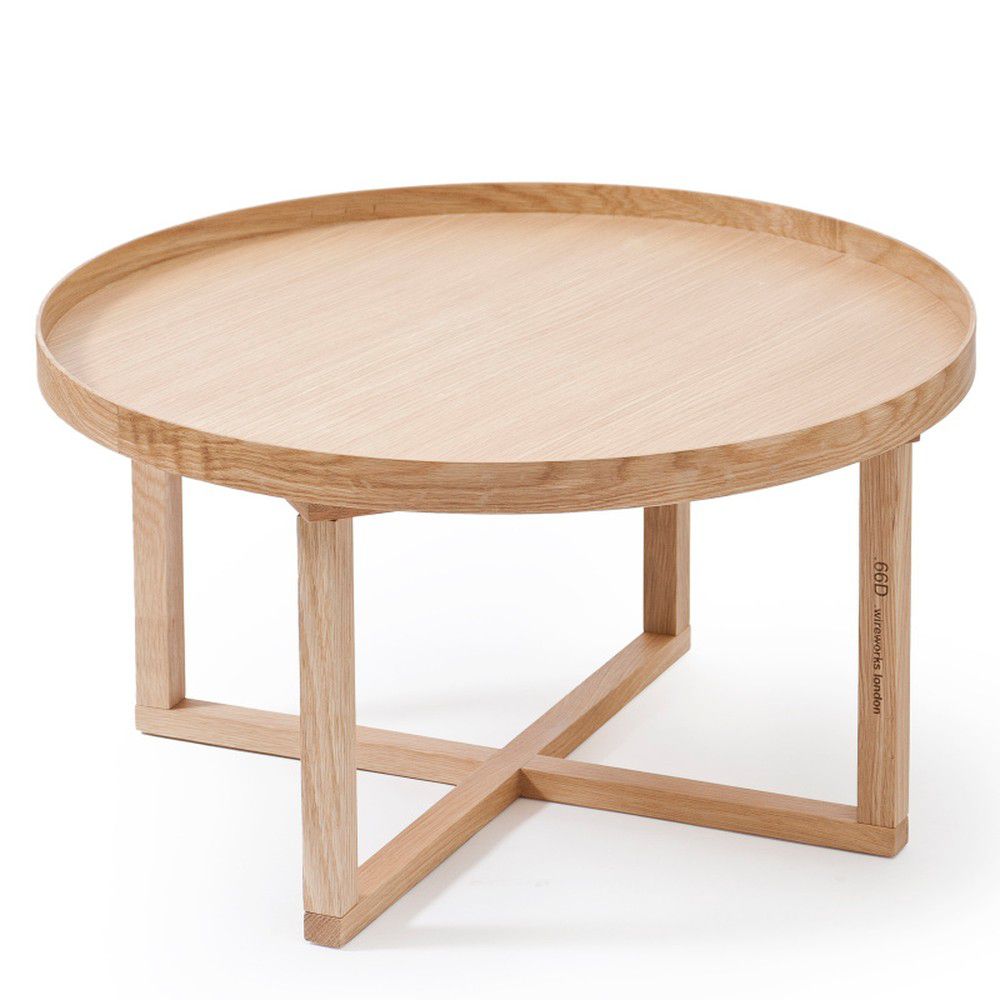 Kulatý dřevěný stolek z dubového dřeva Wireworks Round, Ø 66 cm - Bonami.cz