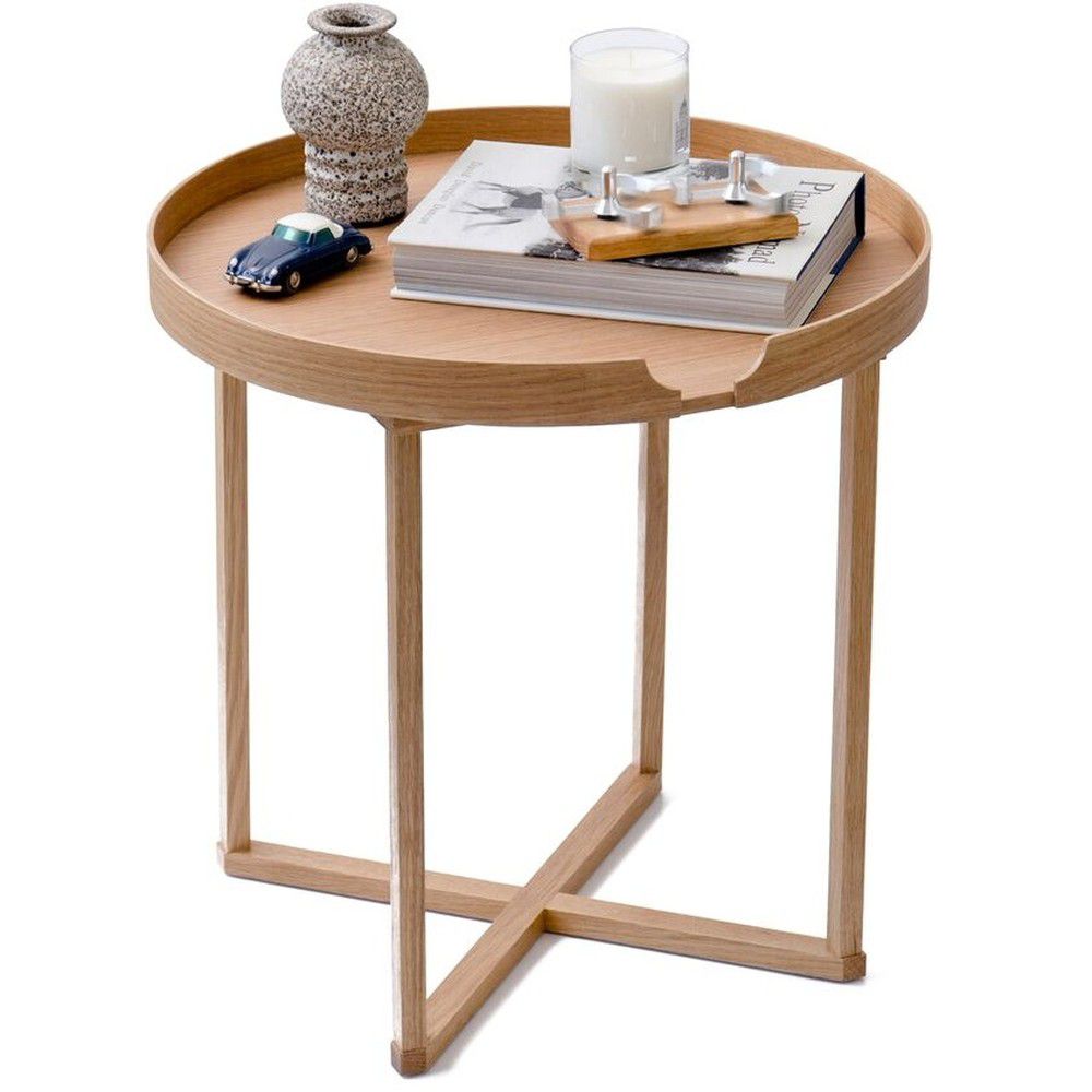 Odkládací stolek z dubového dřeva s odnímatelnou deskou Wireworks Damieh, 45x45 cm - Bonami.cz