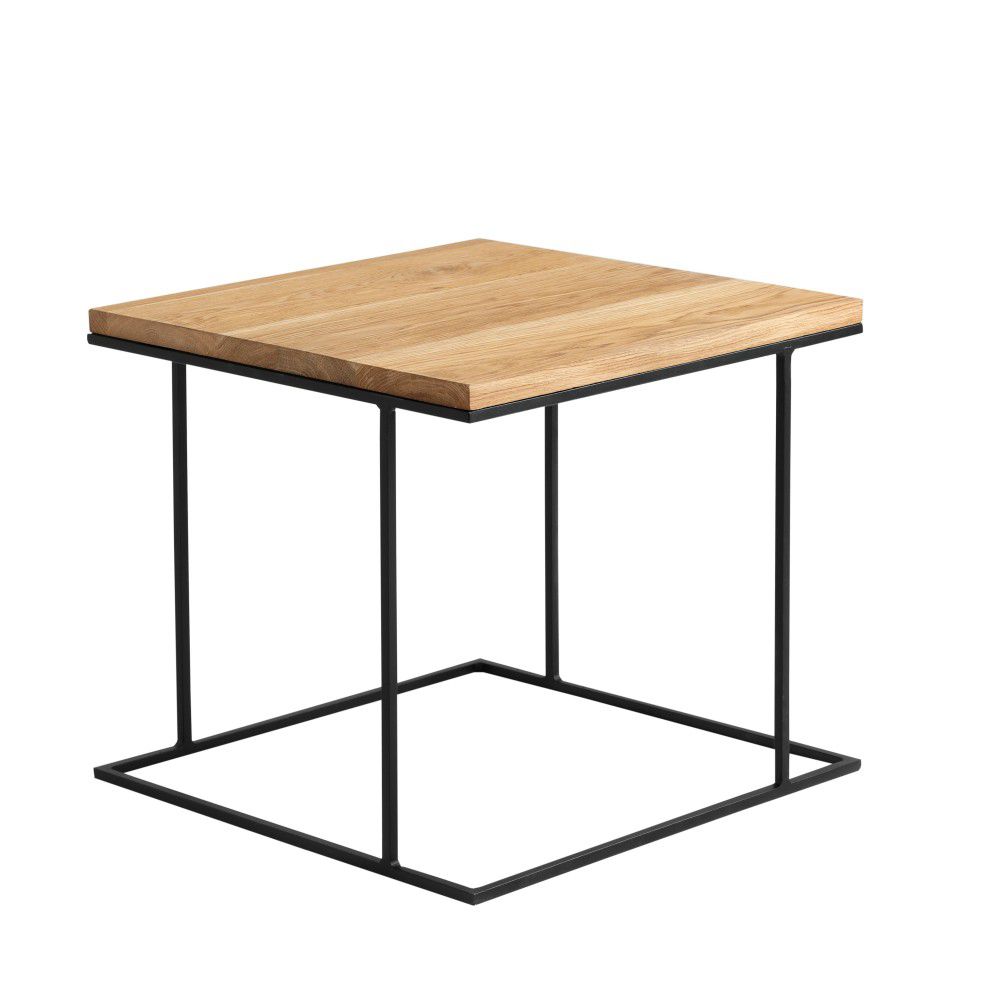 Nordic Design Přírodní masivní konferenční stolek Valter s černou podnoží 50x50 cm - Designovynabytek.cz