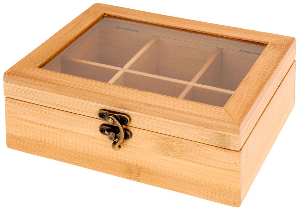 EH Excellent Houseware Bambusová krabička na čaj s 6 přihrádkami, 21x16 cm - EMAKO.CZ s.r.o.