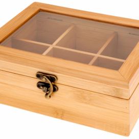 EH Excellent Houseware Bambusová krabička na čaj s 6 přihrádkami, 21x16 cm