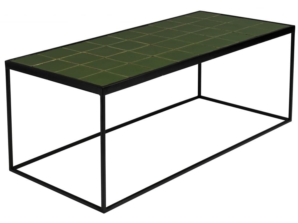 Zelený kovový konferenční stolek ZUIVER GLAZED s keramickým obkladem 93x43 cm - Designovynabytek.cz