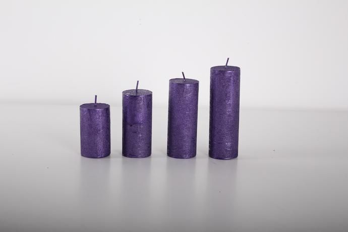 Rustikální adventní svíčka ø4cm Provence 4 velikosti fialová - Kitos.cz