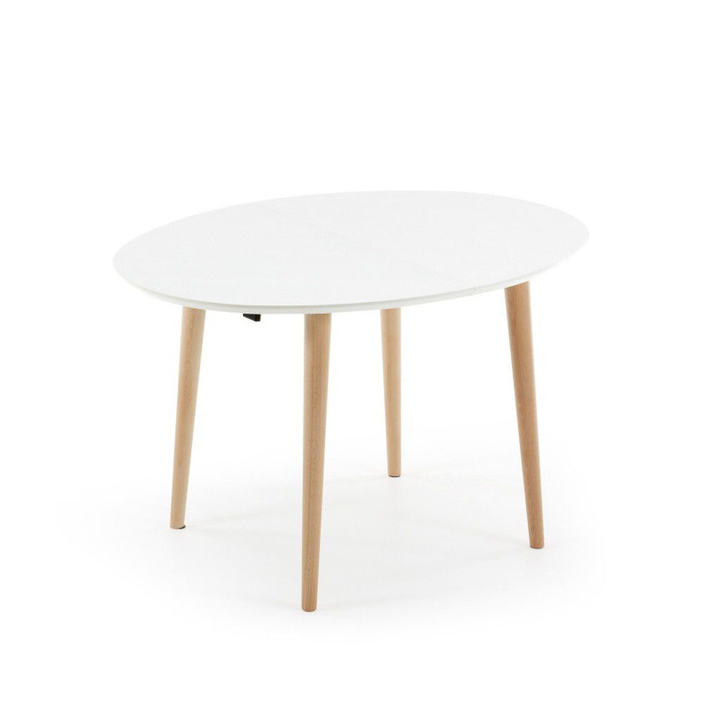 Bílý rozkládací jídelní stůl s bílou deskou 90x120 cm Oqui – Kave Home - Bonami.cz