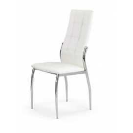 Halmar Halmar Bílá jídelní židle K209 z eko kůže s podnožím z chromované oceli