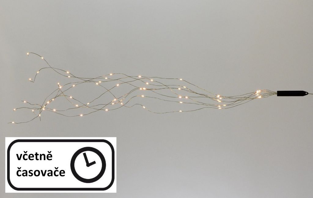 Nexos  Vánoční dekorativní osvětlení – drátky - 200 LED teple bílé - Kokiskashop.cz