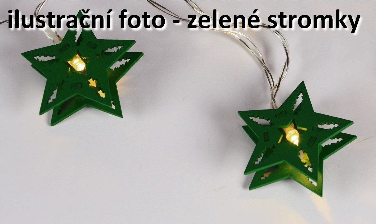 Nexos HOLZ Vánoční dekorativní řetěz - zelené stromky - 10 LED - Kokiskashop.cz