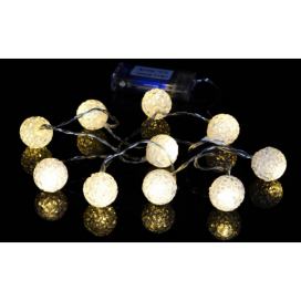 Nexos Vánoční dekorativní řetěz - světelné koule - 10 LED teple bílá