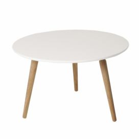 Bonami.cz: Konferenční stolek s bílou deskou z dubového dřeva Folke Cappuccino, výška 50 cm x ∅ 80 cm