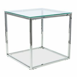 Expedo s.r.o.: Konferenční stolek VAYNE II, 55x55x55, sklo/chrom