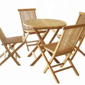 Divero Garth Zahradní set z týkového dřeva, 1 stůl + 4 židle
