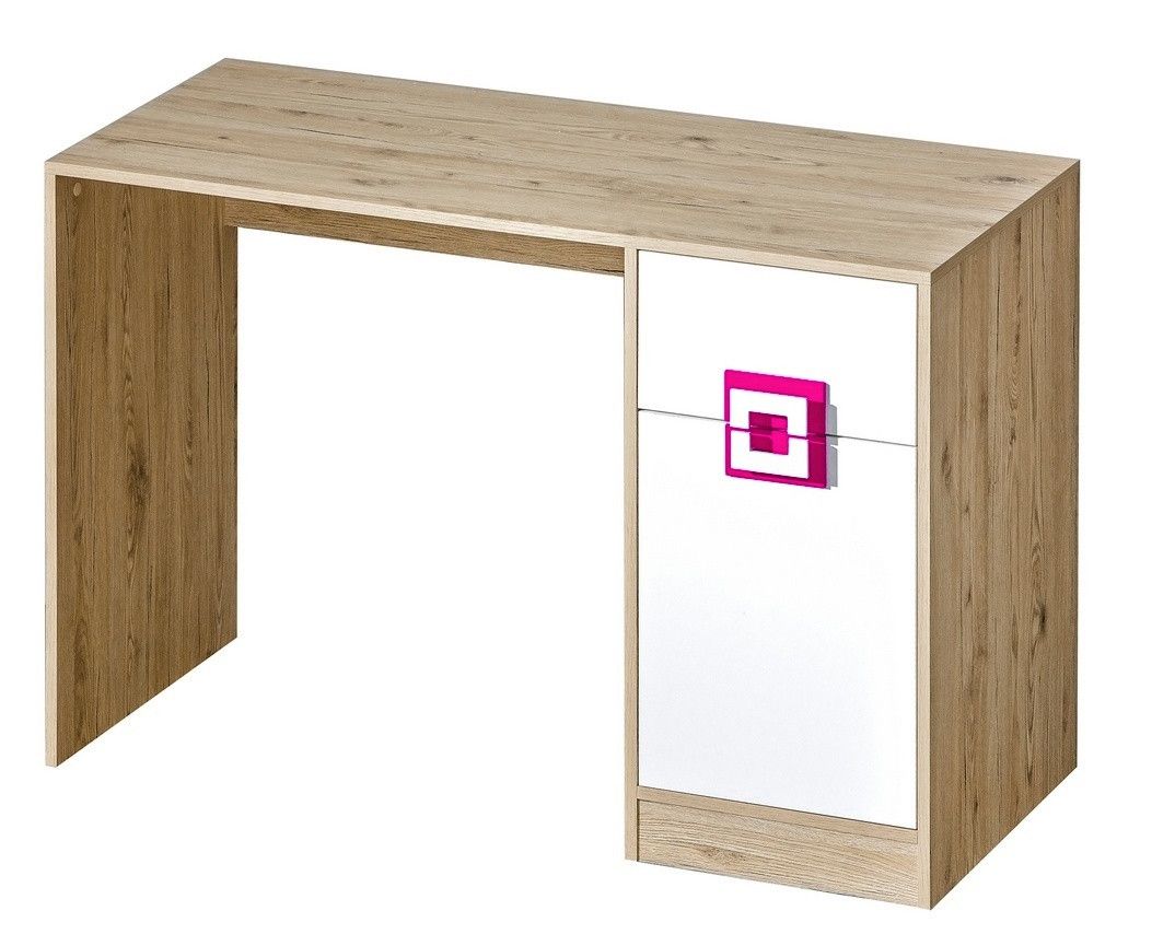 Casarredo Pracovní stůl NIKO 10 dub jasný/bílá/růžová - ATAN Nábytek