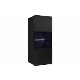 Vitrína Corinto LED, černá/černý lesk