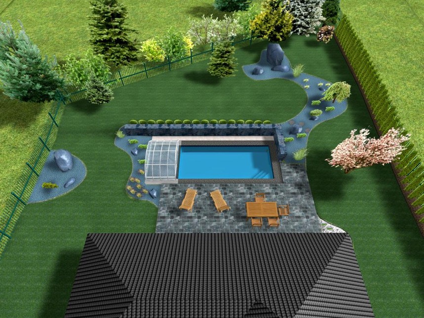 Bazén je dominantou - Realizace zahrad Krajíčková