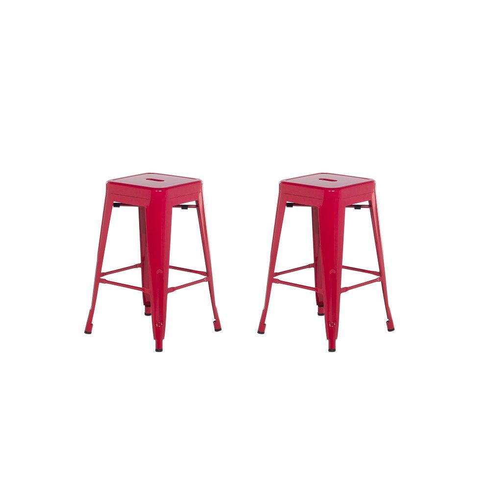 Sada 2 ocelových barových stoliček 60 cm červené CABRILLO - Beliani.cz