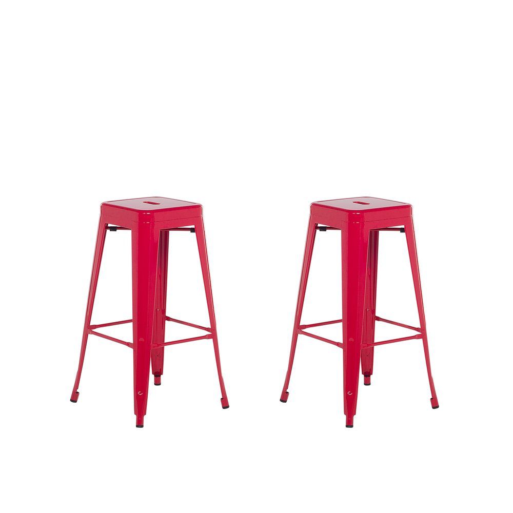 Sada 2 ocelových barových stoliček 76 cm červené CABRILLO - Beliani.cz