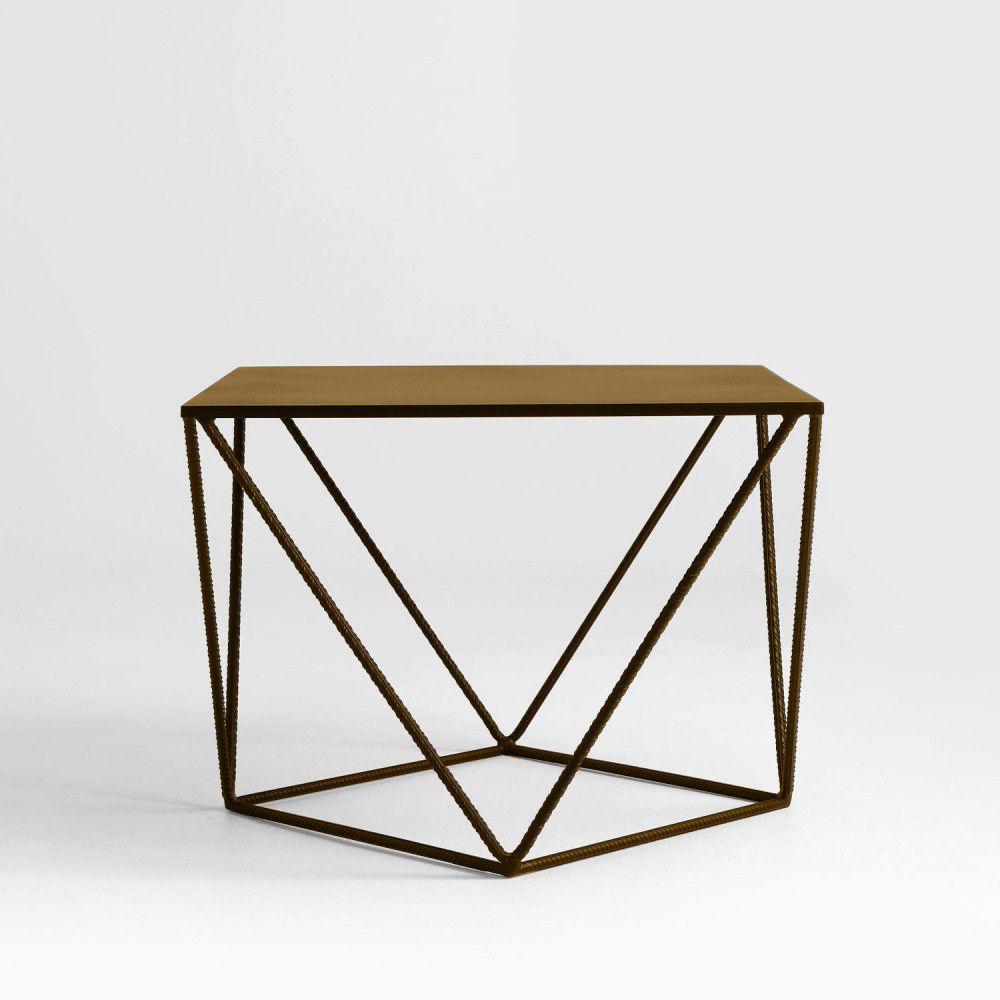 Nordic Design Zlatý kovový konferenční stolek Deryl 55 x 55 cm - Bonami.cz