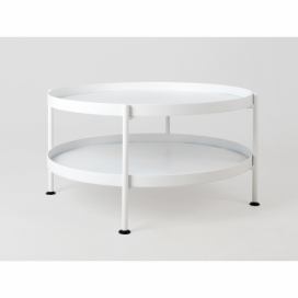 Nordic Design Bílý kovový konferenční stolek Nollan 60 cm s policí