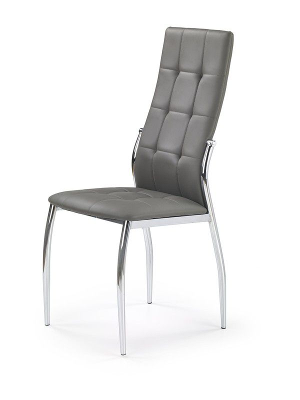 Halmar Halmar Šedá jídelní židle K209 z eko kůže s podnožím z chromované oceli - ATAN Nábytek