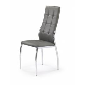 Halmar Halmar Šedá jídelní židle K209 z eko kůže s podnožím z chromované oceli