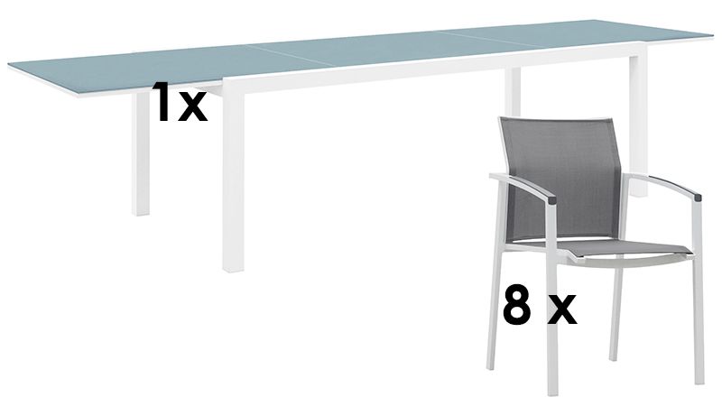 Exterio Nicola 1+8 stolní souprava - exterio