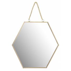Home Styling Collection Nástěnné zrcadlo ve tvaru šestiúhelníku, šířká 29 cm, kov, zlatá barva