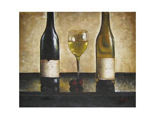 Obraz - Dvě láhve vína se sklenicí - FORLIVING