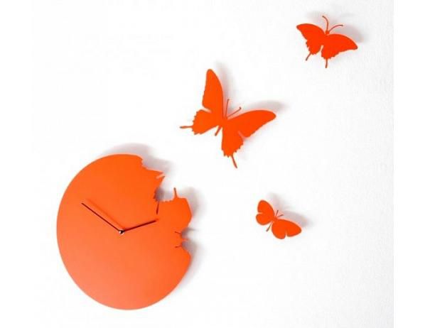 Designové hodiny Diamantini a Domeniconi Butterfly orange 40cm - FORLIVING