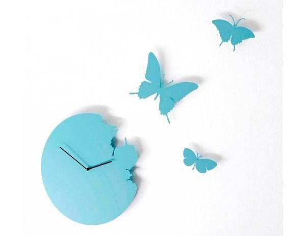 Designové hodiny Diamantini a Domeniconi Butterfly sky blue 40cm - FORLIVING