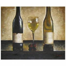 Obraz - Dvě láhve vína se sklenicí