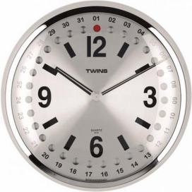 Nástěnné hodiny Twins 14 silver 32cm
