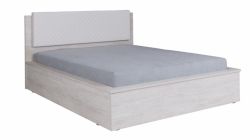 Gibmeble postel DENVER barevné varianty bílá prošívaná eko-kůže / dub bílý, LED osvětlení ano, Lampičky (2 ks) ne - Sedime.cz
