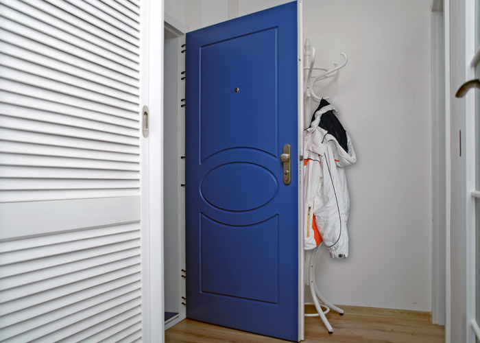 Bezpečnostní dveře profilové v kombinaci modré a bílé - ADLO - bezpečnostní dveře