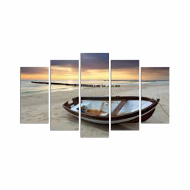 Hanah Home Vícedílný obraz Sunset Over The Sea And Boat 110x60 cm Bonami.cz