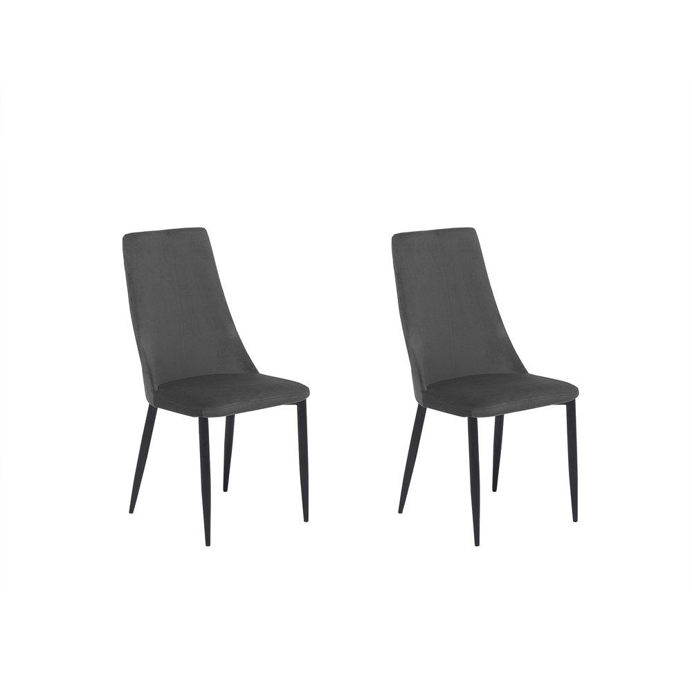Sada dvou sametových jídelních židlí v šedé barvě CLAYTON - Beliani.cz