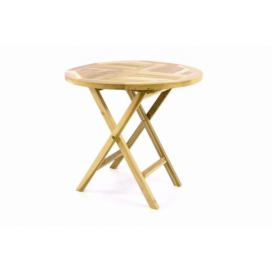 DIVERO Zahradní stůl sklopný z teakového dřeva -  Ø 80 cm