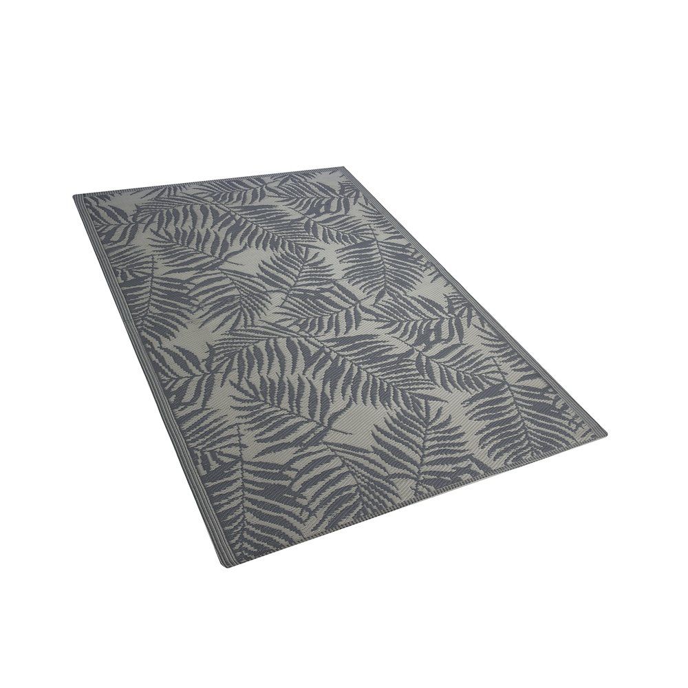 Oboustranný venkovní koberec s motivem palmových listů ve světle šedé barvě 120 x 180 cm KOTA - Beliani.cz