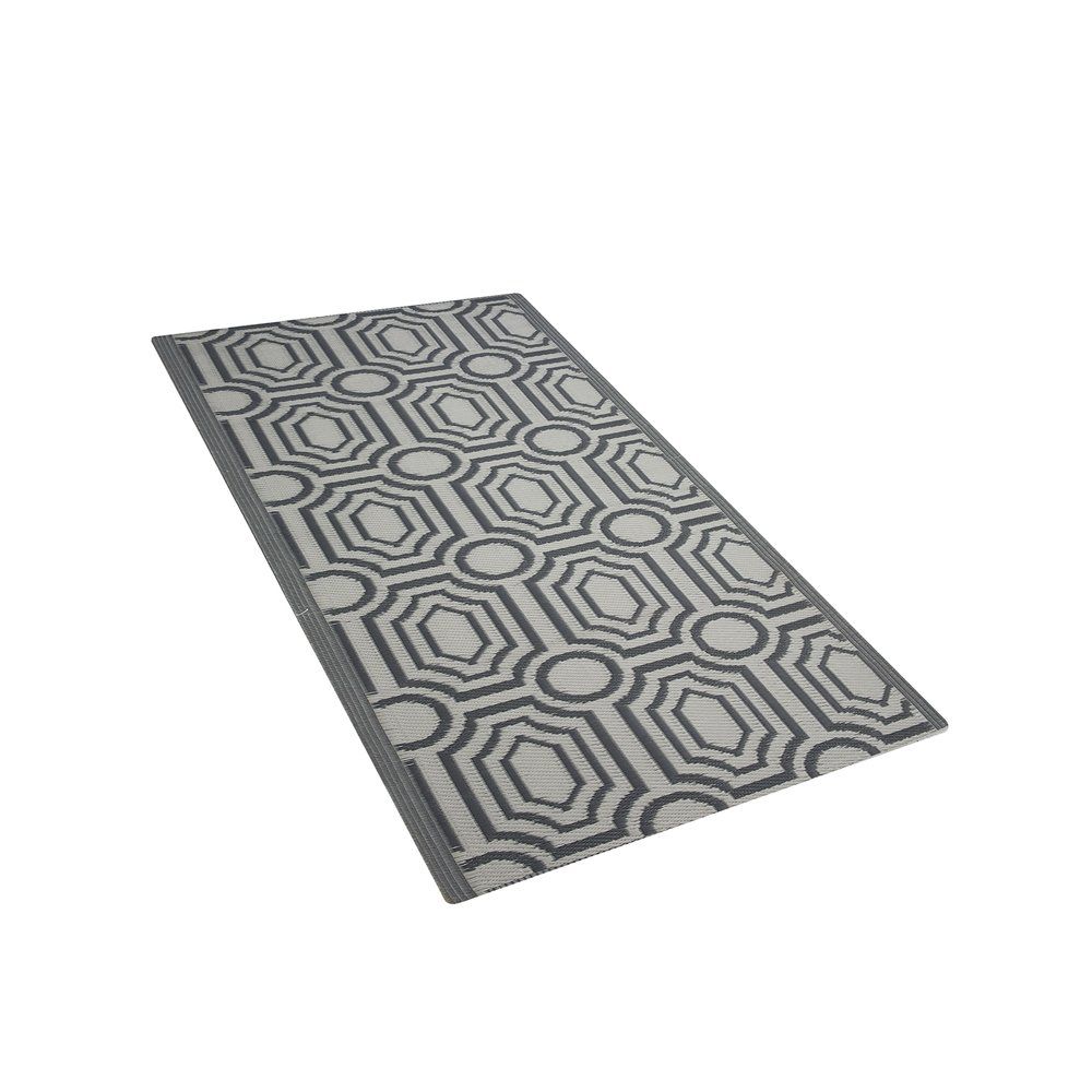 Oboustranný venkovní koberec, tmavě šedý, 90x180 cm, BIDAR - Beliani.cz