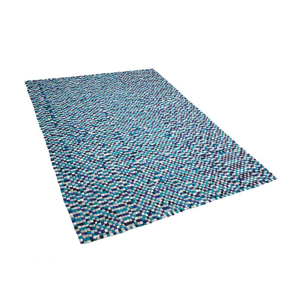 Modro-bílý koberec z filcových kuliček 160 x 230 cm AMDO - Beliani.cz