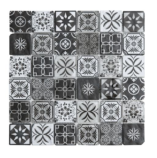 Skleněná mozaika Premium Mosaic černobílá 30x30 cm mat / lesk PATCHWORK48MIX2 - Siko - koupelny - kuchyně