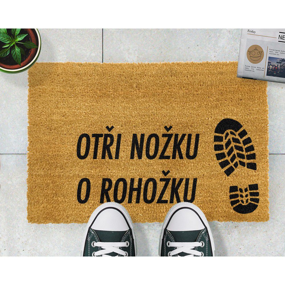 Rohožka z přírodního kokosového vlákna Artsy Doormats Otři Nožku, 40 x 60 cm - Bonami.cz